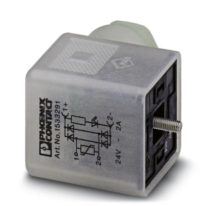 SACC-V-3CON-PG9/A-GVL 12/24    Valve connector, 3-pos., type A, 1 LED, with protective circuit and rectifier, screw connection, cable screw connection