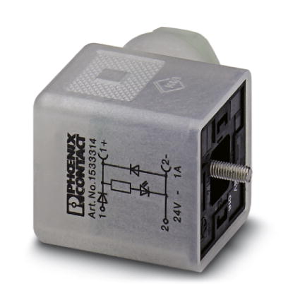SACC-V-3CON-PG9/A-PFL 12/24    Valve connector, 3-pos., type A, 1 LED, with protective circuit, screw connection, cable screw connection Pg9