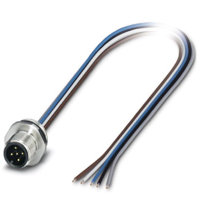 SACC-E-M12MS-5CON-PG 9/0,5 VA    Sensor/actuator flush-type connector, 5-pos., M12, A-coded, front/screw mounting with PG9 thread, with 0.5 m TPE litz