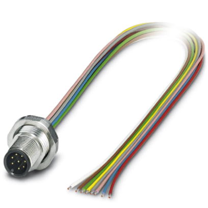 SACC-DSI-M12MS-8CON-PG9/0,5 VA    Sensor/actuator flush-type connector, 8-pos., M12, rear/screw mounting with PG9 thread, with 0.5 m TPE litz wire, 8