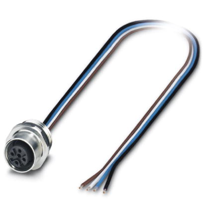 SACC-E-M12FS-4CON-PG 9/0,5 VA    Sensor/actuator flush-type socket, 4-pos., M12, A-coded, front/screw mounting with PG9 thread, with 0.5 m TPE litz wi