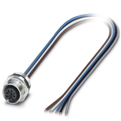 SACC-E-M12FS-5CON-PG9/0,5 VA    Sensor/Actuator flush-type socket, 5-pos, M12, A-coded, front/screw mounting with PG9 thread, with 0.5 m TPE litz wire