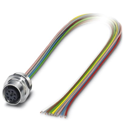 SACC-E-M12FS-8CON-PG 9/0,5 VA    Sensor/actuator flush-type socket, 8-pos., M12, front/screw mounting with PG9 thread, with 0.5 m TPE litz wire, 8 x 0