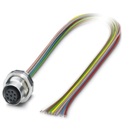 SACC-DSI-M12FS-8CON-PG9/0,5 VA    Sensor/Actuator flush-type socket, 8-pos., M12, A-coded, rear/screw mounting with PG9 thread, with 0.5 m TPE litz wi
