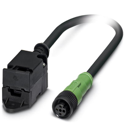 SAC-2P-ASIFK/ 5,0-PUR/M12FS P    Bus system cable, AS-Interface, 2-pos., PUR/PVC black, AS-i flat-ribbon cable terminal block, on straight M12 socket,