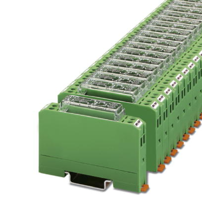 EMG 12-TR/INV    Inverter module. The inverter module inverts the signals of ground switching n-p-n transistor outputs into plus switching p-n-p outpu