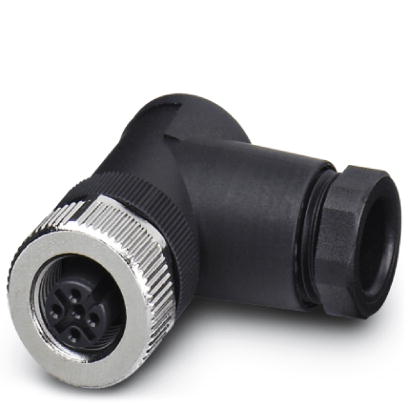 SACC-M12FR-5CON-PG9-M    Sensor/actuator connector, female, angled, 5-pos., M12, A-coded, screw connection, metal knurl, cable screw connection Pg9