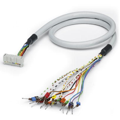 CABLE-FLK16/OE/0,14/ 0,5M    Round cable assembled with a 16-pos. socket strip and an open end. On the open end, the wires are labeled with 1 to 16 an