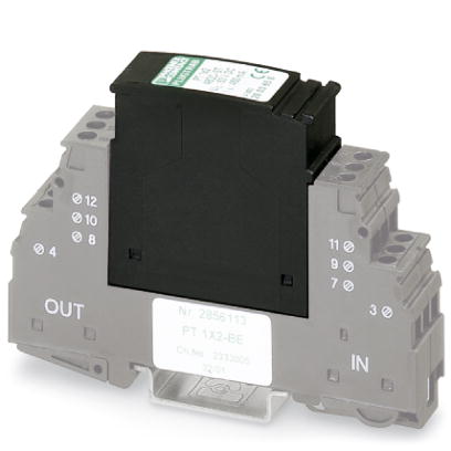 PT 1X2- 5DC-ST    Protective plug PT with protective circuit for a 2-core floating signal circuit. Nominal voltage: 5 V DC