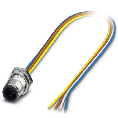 SACC-DSI-MSD-4CON-M12/0,5 SCO    Bus system flush-type plug, 4-pos., M12 SPEEDCON, D-coded, front/screw mounting with M12 thread, with 0.5 m TPE litz