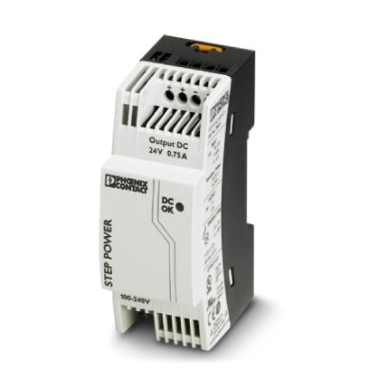 STEP-PS/ 1AC/24DC/0.75    Tragschienen-Stromversorgung 24 V DC/0,75 A, primar getaktet, 1-phasig, 61 mm Bautiefe.