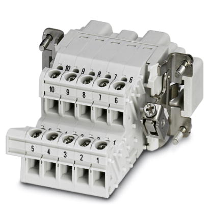 HC-B 10-A-UT-PEL-M    HEAVYCON terminal adapter, male insert, B10 series, 10-pos., right PE connection for the left panel of the control cabinet, scre