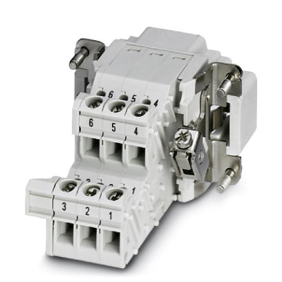 HC-B 6-A-UT-PEL-M    HEAVYCON terminal adapter, male insert, B6 series, 6-pos., right PE connection for the left side of the control cabinet, screw co