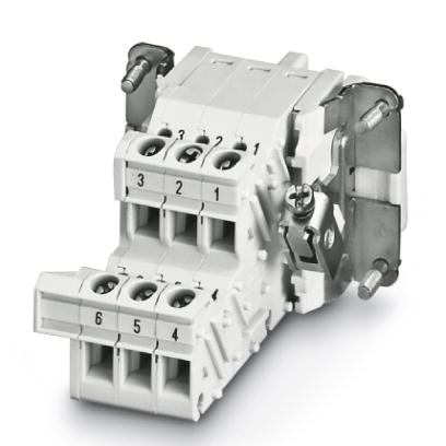 HC-B 6-A-UT-PEL-F    HEAVYCON terminal adapter, female insert, B6 series, 6-pos., right PE connection for the left side of the control cabinet, screw