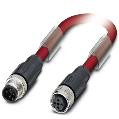 SAC-4P-M12MS/ 0,6-990/M12FS    Bus system cable, CCLink, 4-pos., PVC red, shielded, straight M12 plug, on straight M12 socket, cable length:0.6 m