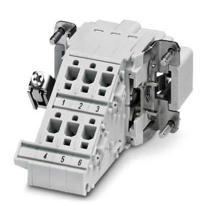 HC-B 6-A-DT-PER-M    HEAVYCON terminal adapter male insert, B6 series, 6-pos., left PE connection for the right side of the control cabinet, push-in c