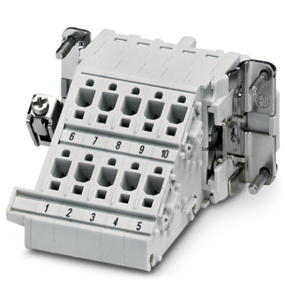 HC-B 10-A-DT-PER-F    HEAVYCON terminal adapter female insert, B10 series, 10-pos., left PE connection for the right side of the control cabinet, push