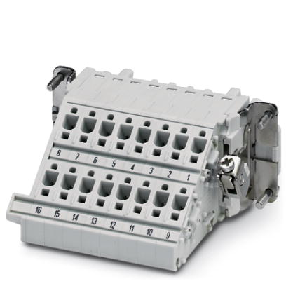 HC-B 16-A-DT-PEL-F    HEAVYCON terminal adapter female insert, B16 series, 16-pos., right PE connection for the left side of the control cabinet, push