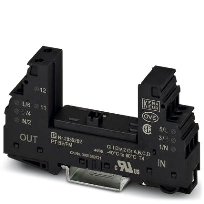 PT-BE/FM    Base element for protective plug PT, for mounting on NS 35/7.5 and NS 35/15, housing width: 17.5 mm