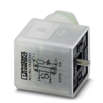SACC-V-3CON-PG9/A-GVL 200/240    Valve connector, 3-pos., type A, 1 LED, with protective circuit and rectifier, screw connection, cable screw connecti