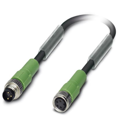 SAC-3P-M 8MS/ 0,5-PUR/4P-M 8FS    Sensor/actuator cable, 3-pos., PUR halogen-free black, straight M8 plug, on straight M8 socket, 4-pos., cable length