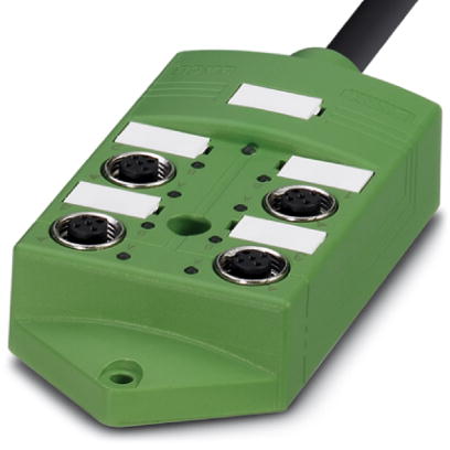 SACB-4/ 4-L- 5,0PUR SCO    Sensor/actuator box, with SPEEDCON rapid interlock with LED, master cable, markers and single-assigned slots, slots: 4, cab