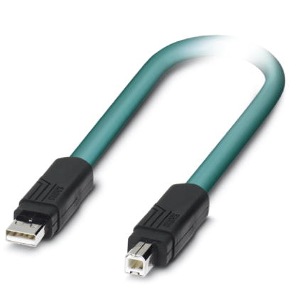 VS-04-2X2X26C7/7-SDA/SDB/1,0    Assembled USB cable, shielded, color: RAL 5021 (water blue), PUR outer sheath, USB type A/standard on USB type B/stand