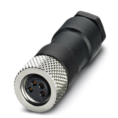 SACC-M 8FS-4CON-M    Sensor/actuator connector, female, straight, 4-pos., M8, solder connection, metal knurl, cable diameter max. 5 mm