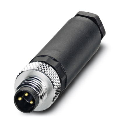 SACC-M 8MS-3CON-M-SW    Sensor/actuator connector, male, straight, 3-pos., M8, screw connection, metal knurl, cable diameter max. 5 mm