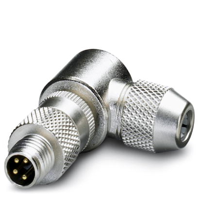 SACC-M 8MR-4CON-SH    Sensor/actuator connector, connector, angled, 4-pos., M8, shielded, solder connection, metal knurl, cable diameter max. 5 mm