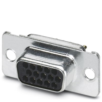 VS-09-BU-DSUB-HD-EG    D-SUB contact insert, shell size 1, with 15 signal contacts, contact type socket, with solder cup, straight, fixing with a 3 mm