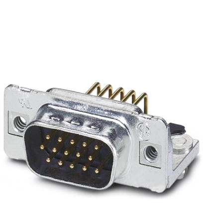 VS-09-ST-DSUB-HD-ER    D-SUB contact insert, shell size 1, with 15 signal contacts, contact type pin, for PCB assembly, angled, fixing with 4-40 UNC t