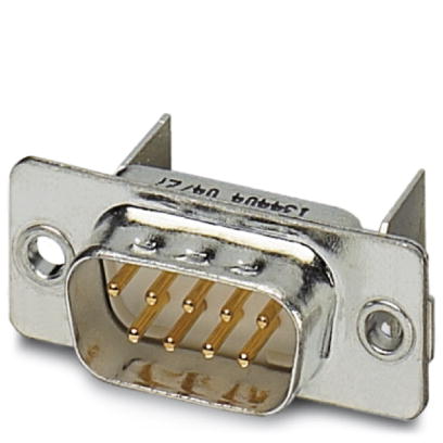 VS-09-ST-DSUB-LH-B    D-SUB contact insert, shell size 1, with nine signal contacts, contact type pin, for PCB assembly, angled, fixing with a 2.5 mm