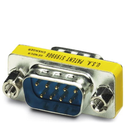 VS-09-GC-ST/ST    D-SUB contact insert, shell size 1, with nine signal contacts, contact type pin, gender changer, fixing with 4-40 UNC thread