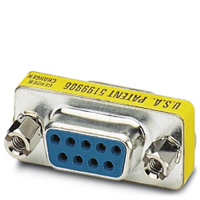 VS-09-GC-BU/BU    D-SUB contact insert, shell size 1, with nine signal contacts, contact type socket, gender changer, fixing with 4-40 UNC thread