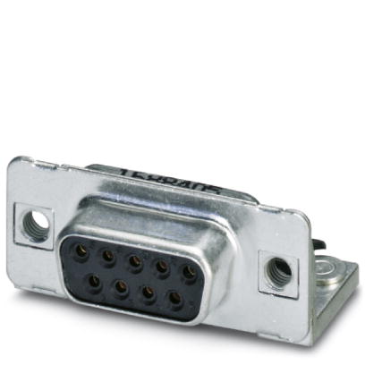 VS-09-BU-DSUB-ER    D-SUB contact insert, shell size 1, with nine signal contacts, contact type socket, for PCB assembly, angled, fixing with 4-40 UNC