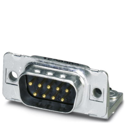 VS-09-ST-DSUB-ER    D-SUB contact insert, shell size 1, with nine signal contacts, contact type pin, for PCB assembly, angled, fixing with 4-40 UNC th