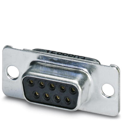 VS-09-BU-DSUB-EG    D-SUB contact insert, shell size 1, with nine signal contacts, contact type socket, with solder cup, straight, fixing with a 3 mm