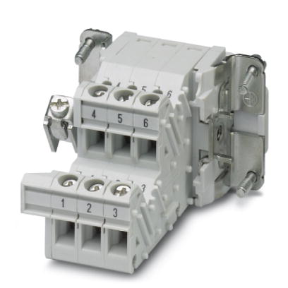 HC-B 6-A-UT-PER-F    HEAVYCON terminal adapter female insert, B6 series, 6-pos., left protective conductor connection for the right side of the contro