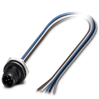 SACC-E-M12MS-5CON-M16/0,5 P    Sensor/Actuator flush-type connector, male, 5-pos., M12, A-coded, front/screw mounting with M16 thread, with 0.5 m TPE