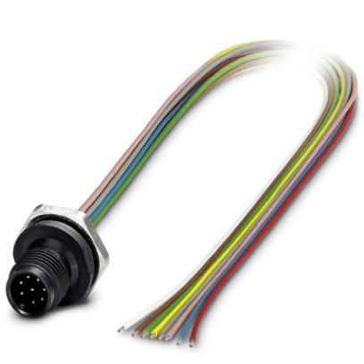 SACC-E-M12MS-8CON-M16/0,5 P    Sensor/Actuator flush-type connector, male, 8-pos., M12, A-coded, front/screw mounting with M16 thread, with 0.5 m TPE