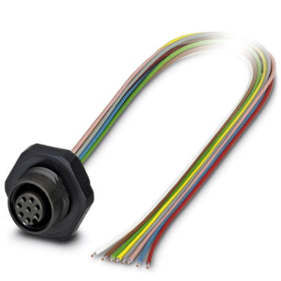 SACC-DSI-M12FS-8CON-PG9/0,5 P    Sensor/Actuator flush-type connector, socket, 8-pos., M12, A-coded, rear/screw mounting with PG9 thread, with 0.5 m T