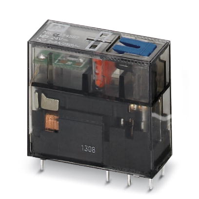 REL-MR- 24DC/21-21/MS    Plug-in miniature relay, with power contact, 2 PDTs, test button, mechanica