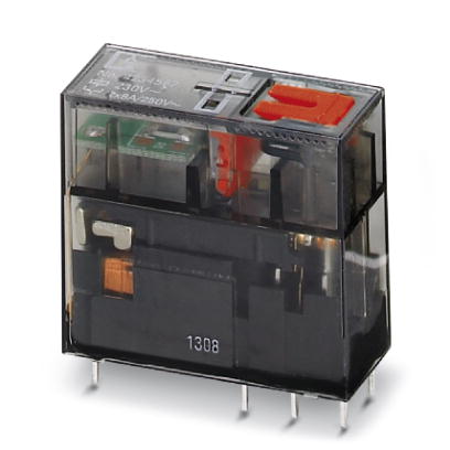 REL-MR- 24AC/21-21/MS    Plug-in miniature relay, with power contact, 2 PDTs, test button, mechanica