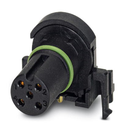 SACC-CI-M12FS-5CON-L90 SCO    Sensor/actuator flush-type connector, socket, 5-pos., A-coded, with angled solder connection, only contact insert