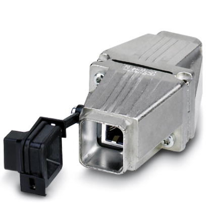 VS-PPC-J-1-RJ45-MNBK    RJ45 push-pull coupling, IP67, metal, CAT5e, with protective cover, color: Nickel-plated