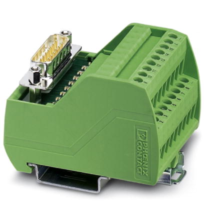 VIP-2/SC/D 9SUB/M/LED    VARIOFACE module, with screw connection and D-Subminiature pin strip, for mounting on NS 35/7.5 or NS 32, with LED, 9-pos.