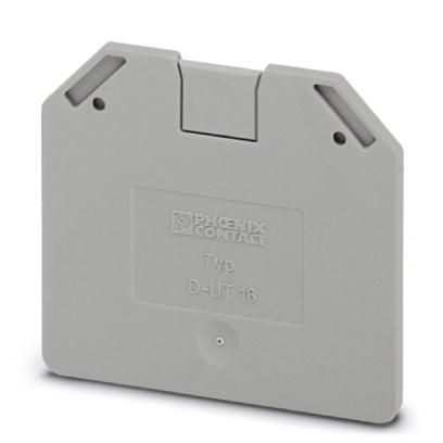 D-UT 16    End cover for modular terminal blocks, Length: 55.5 mm, Width: 2.2 mm, Height: 54.8 mm, C