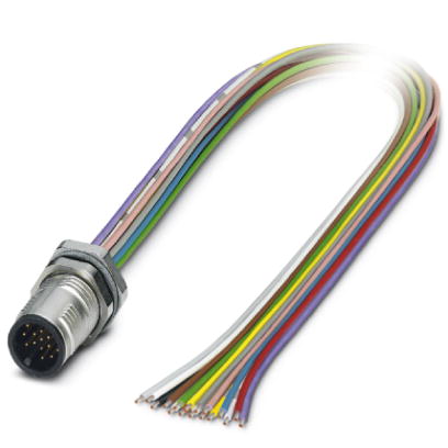 SACC-DSI-MS-17CON-M12/0,5 SCO    Sensor-/Aktor-Einbaustecker, 17-polig, M12-SPEEDCON, Hinterwand-/Schraubmontage mit M12-Gewinde, mit 0,5 m halogenfre