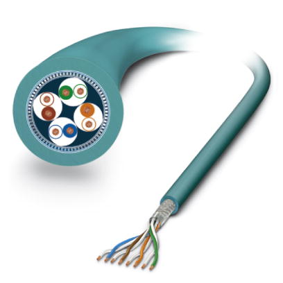VS-OE-OE-94C-100,0    CAT 5e, Ethernet cable, shielded, 4-pair, AWG 26 flexible cable conduit capable (19-wire), RAL 5021 (water blue)